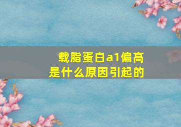 载脂蛋白a1偏高是什么原因引起的