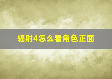 辐射4怎么看角色正面