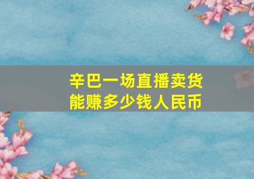 辛巴一场直播卖货能赚多少钱人民币