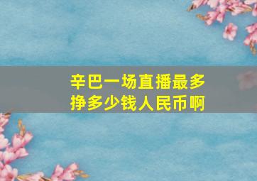 辛巴一场直播最多挣多少钱人民币啊