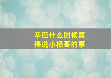 辛巴什么时候直播说小杨哥的事