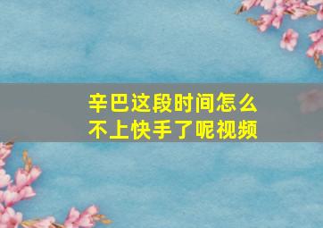 辛巴这段时间怎么不上快手了呢视频