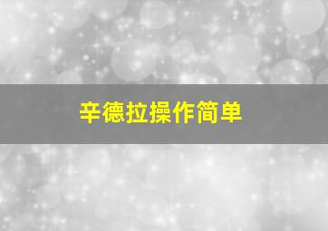 辛德拉操作简单