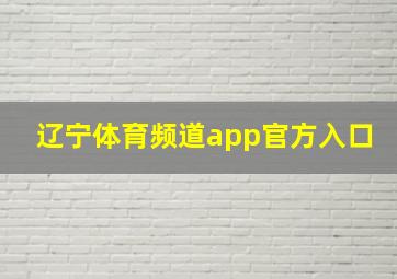 辽宁体育频道app官方入口