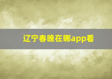 辽宁春晚在哪app看