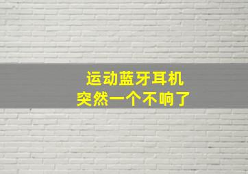 运动蓝牙耳机突然一个不响了