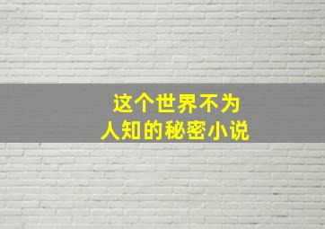 这个世界不为人知的秘密小说