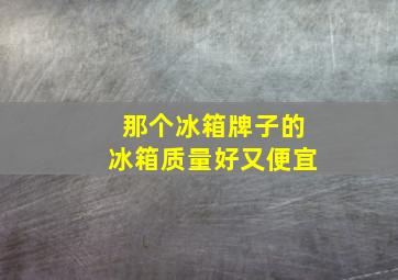 那个冰箱牌子的冰箱质量好又便宜