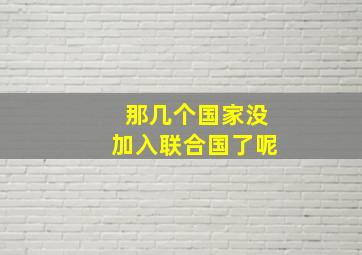 那几个国家没加入联合国了呢