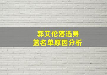 郭艾伦落选男篮名单原因分析