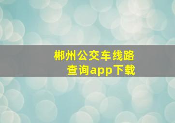 郴州公交车线路查询app下载