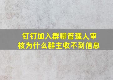 钉钉加入群聊管理人审核为什么群主收不到信息