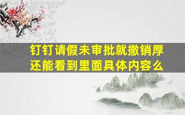 钉钉请假未审批就撤销厚还能看到里面具体内容么