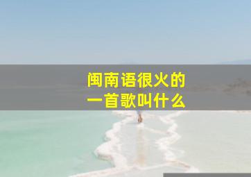 闽南语很火的一首歌叫什么