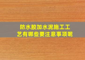 防水胶加水泥施工工艺有哪些要注意事项呢