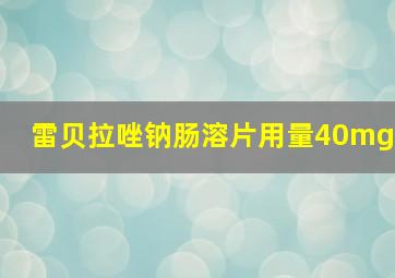 雷贝拉唑钠肠溶片用量40mg