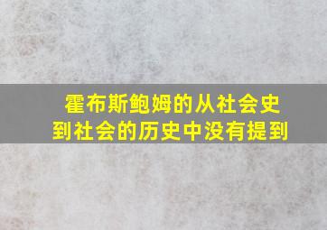 霍布斯鲍姆的从社会史到社会的历史中没有提到