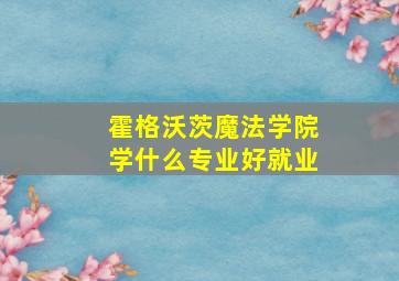 霍格沃茨魔法学院学什么专业好就业