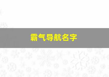 霸气导航名字