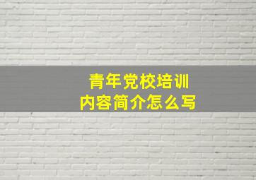 青年党校培训内容简介怎么写