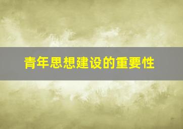 青年思想建设的重要性