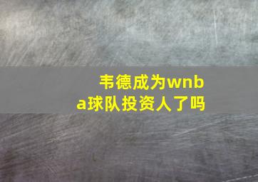 韦德成为wnba球队投资人了吗