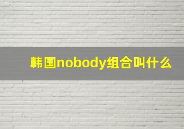 韩国nobody组合叫什么