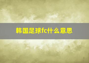 韩国足球fc什么意思