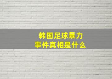 韩国足球暴力事件真相是什么