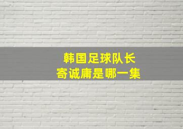 韩国足球队长寄诚庸是哪一集