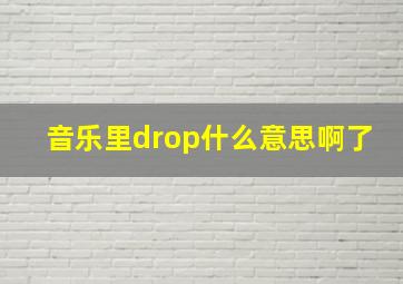 音乐里drop什么意思啊了