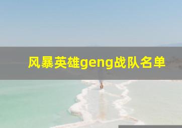 风暴英雄geng战队名单