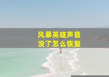 风暴英雄声音没了怎么恢复