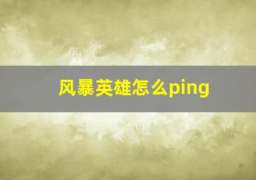 风暴英雄怎么ping