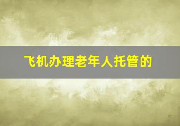 飞机办理老年人托管的