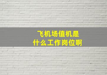 飞机场值机是什么工作岗位啊