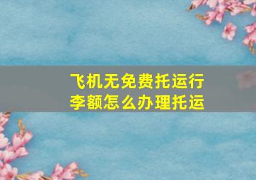 飞机无免费托运行李额怎么办理托运