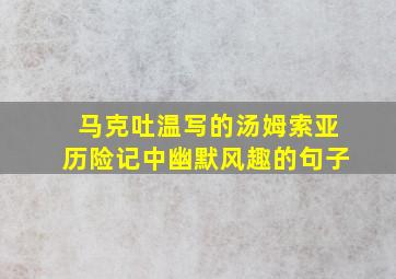 马克吐温写的汤姆索亚历险记中幽默风趣的句子