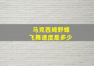 马克西姆野蜂飞舞速度是多少