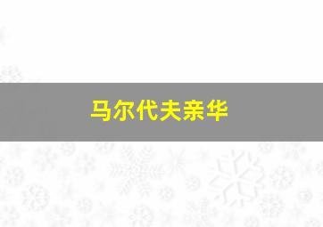 马尔代夫亲华