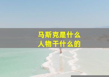 马斯克是什么人物干什么的