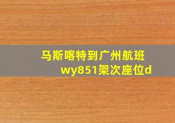 马斯喀特到广州航班wy851架次座位d