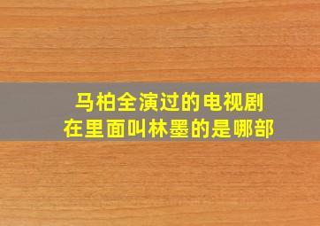 马柏全演过的电视剧在里面叫林墨的是哪部