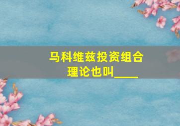 马科维兹投资组合理论也叫____