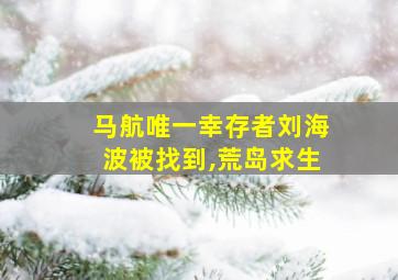 马航唯一幸存者刘海波被找到,荒岛求生