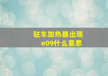 驻车加热器出现e09什么意思