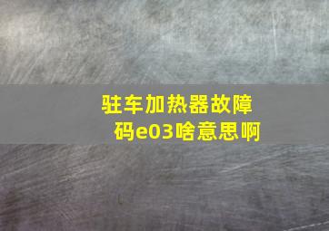 驻车加热器故障码e03啥意思啊