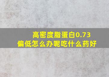 高密度脂蛋白0.73偏低怎么办呢吃什么药好