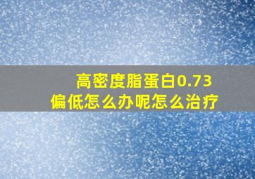 高密度脂蛋白0.73偏低怎么办呢怎么治疗