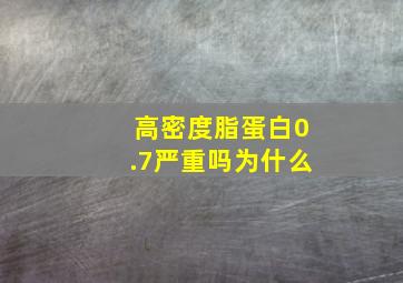 高密度脂蛋白0.7严重吗为什么